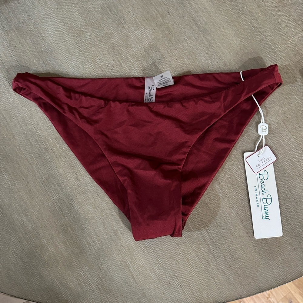Beach bunny full coverage Burgundy Bikini Bottom XL - Picture 1 of 2